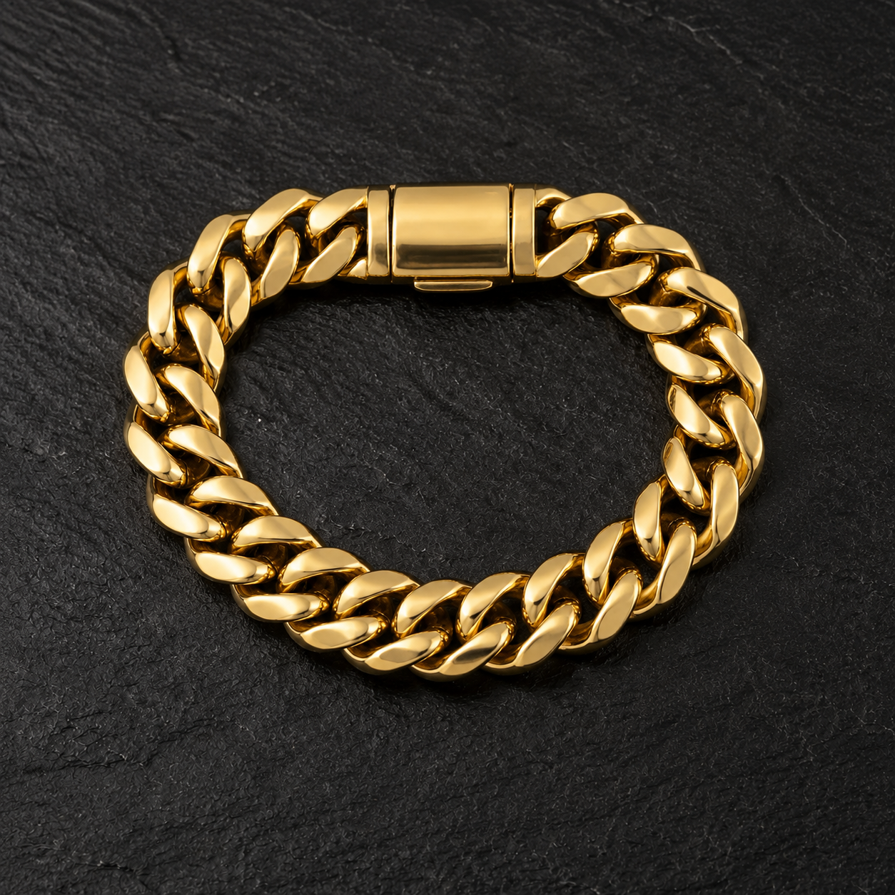 12mm Gold-Tone Cuban Chain & Bracelet Set